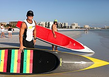 Brad Ward and Robert Martini with their paddleboards.