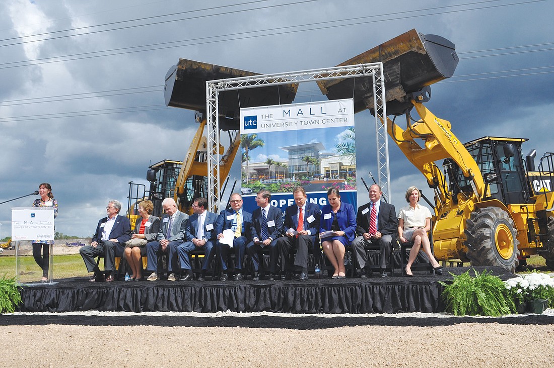 Representatives of Benderson Development, Taubman Centers and Manatee and Sarasota counties participated in the groundbreaking ceremony.
