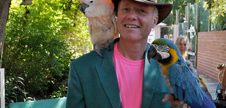 Greg Para with his birds Rocky and Chico