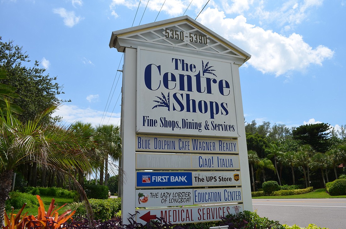 The Centre Shops is located at 5350 to 5390 Gulf of Mexico Drive.