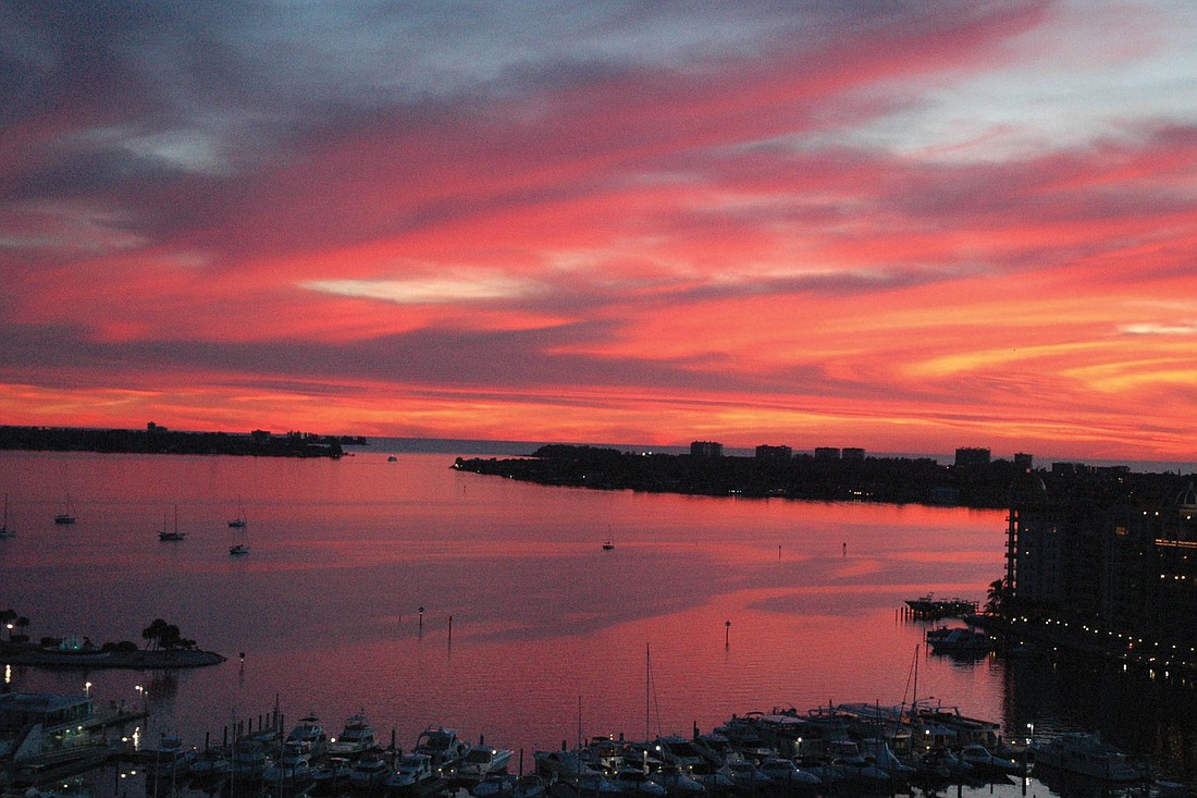 Alan Kasow submitted this sunset photo, taken from the top of Marina Tower overlooking the bay.