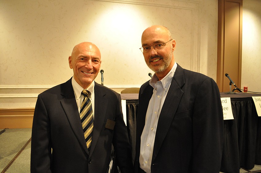 Venice City Manager Edward Lavallee with Longboat Key Town Manager Dave Bullock