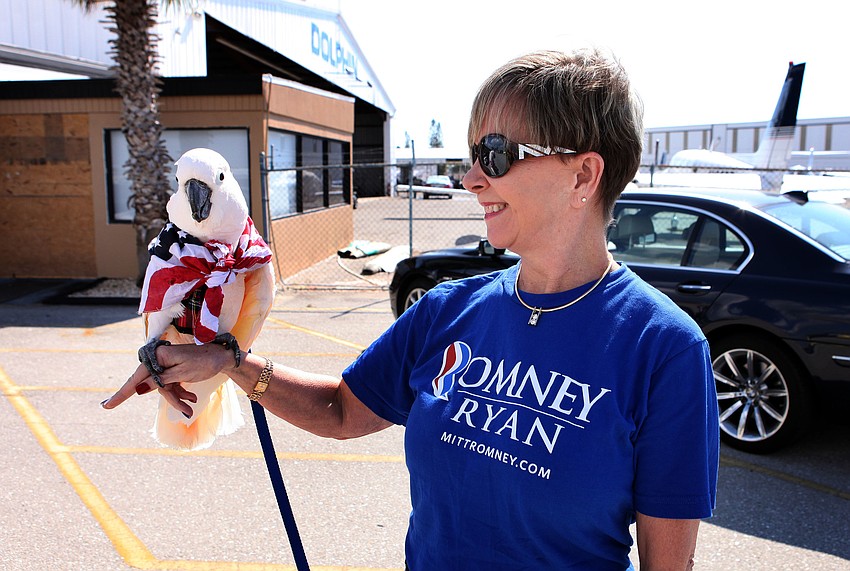 Basil, 10, got to attend the Republican rally with Martha Hudson Saturday, Nov. 3, at Dolphin Aviation.