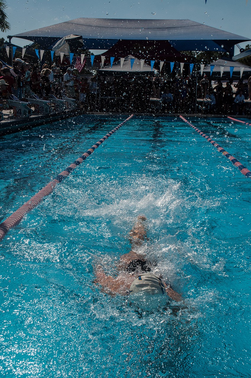 Canterbury High School competes in the girls 400-yard freestyle relay.