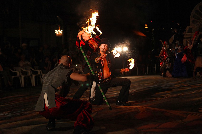 Marissa Toombs and Jeffrey Green III, fire spinners, were brought in to be part of Fuzion Dance's production of 