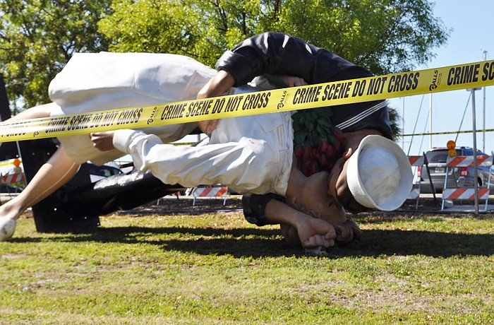 The larger-than-life sculpture was removed in April after a woman driving a four-door white Mercedes Benz smashed into the base of the statue.