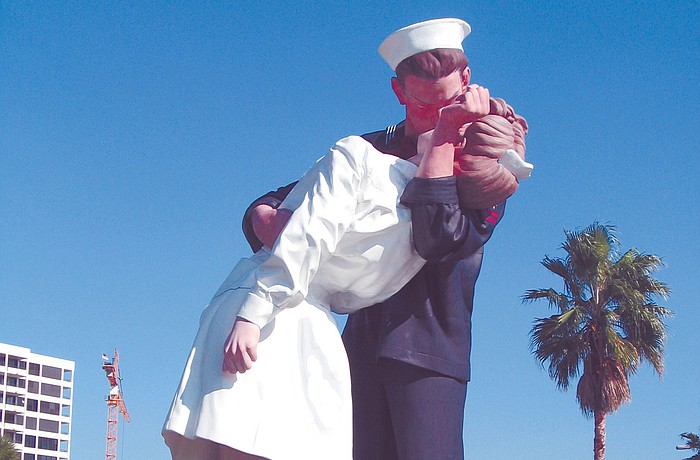 Unconditional SurrenderÃ¢â‚¬â„¢s arrival in Sarasota Ã¢â‚¬â€ 1,100 miles south of the Mercerville, N.J., studio where it is being repaired Ã¢â‚¬â€ is likely to be delayed for several weeks, said Tom Savage, founder of the Sarasota Public Art Fund (SPAF