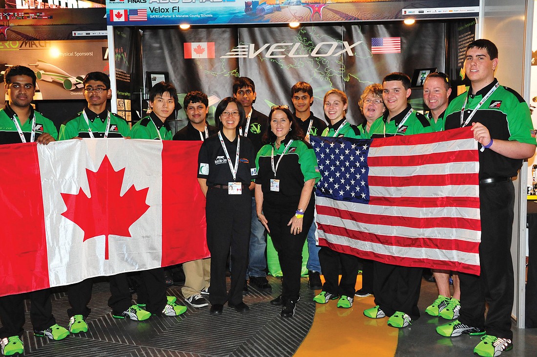 Manatee CountyÃ¢â‚¬â„¢s Velox 1 team partnered with a team from Canada for the world competition. Courtesy photo.