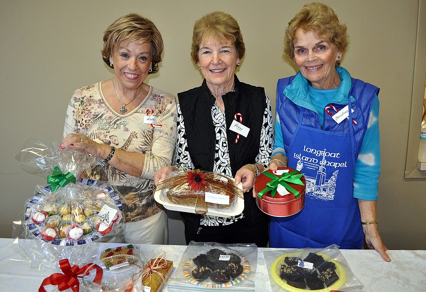 Ruth German, Peggy Sloan and Christine Rose Kennedy worked the food table Saturday, Nov. 17, at Longboat Key Island Chapel Holiday Bazaar.