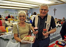 Leila and Leslie Dubow bought a coffee cake, chocolate sauce and strawberry jelly.