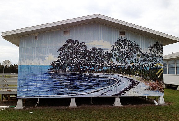 A mural created by Nolan Middle School students depicts a mangrove scene inspired by Emerson Point
