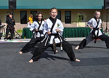 McNeal Elementary School's Braden Elliott, 9, led a demonstration with Ming Wu Martial Arts.