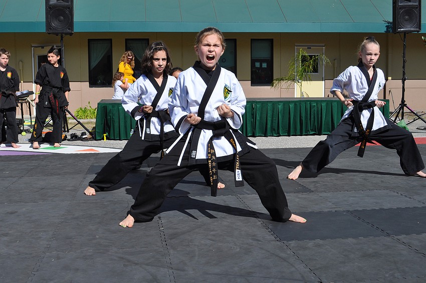 McNeal Elementary School's Braden Elliott, 9, led a demonstration with Ming Wu Martial Arts.