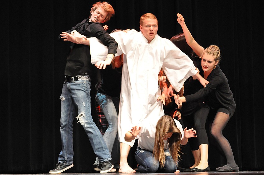 Student leaders in Fellowship of Christian Athletes performed a drama to the song 