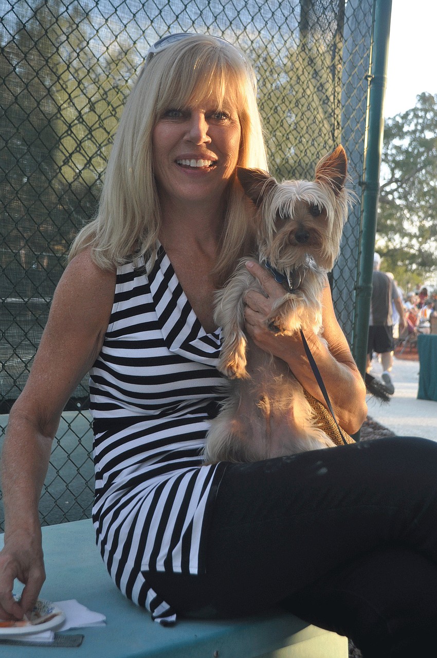 Kathy Bavely with Bentley, the terrier