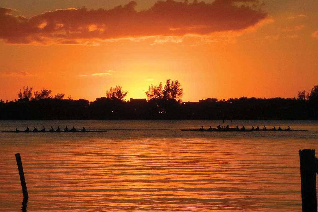 Stan Robinson submitted this sunset photo of rowers, taken near Historic Spanish Point.