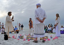 From left, Gopi Chari, Zan Benham, Frannie Hoffman and David Cooper represented the four anchors of the four directions of the mandala.