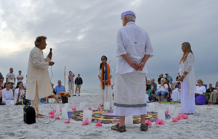 From left, Gopi Chari, Zan Benham, Frannie Hoffman and David Cooper represented the four anchors of the four directions of the mandala.