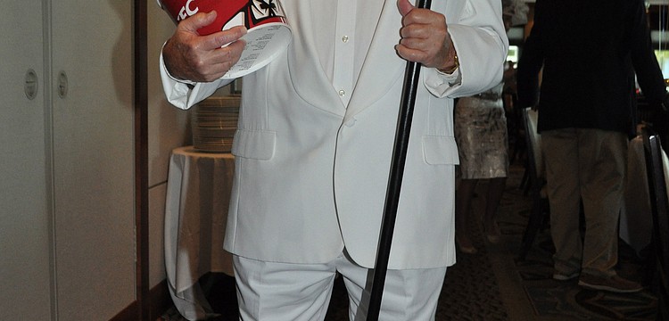 Dean DuCray donned a Col. Sanders costume May 5 at the Sarasota Yacht Clubâ€™s Kentucky Derby party.