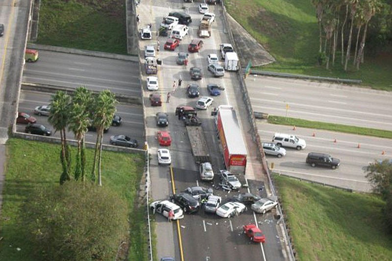 The Florida Highway Patrol is still investigating the crash, which occurred around 3:30 p.m., at the overpass for University Parkway. Courtesy photo.