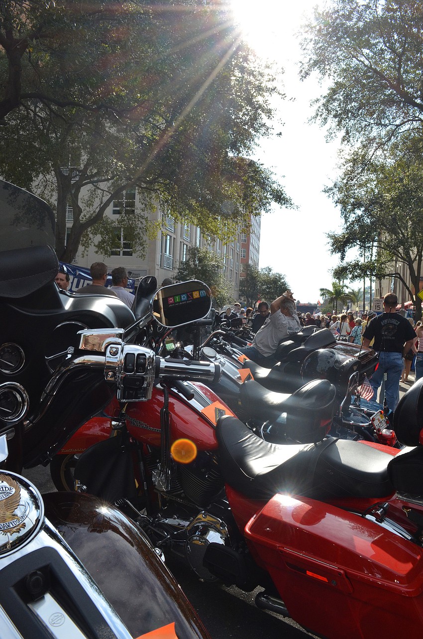 Thousands of motorcycles lined the streets of downtown Sarasota.