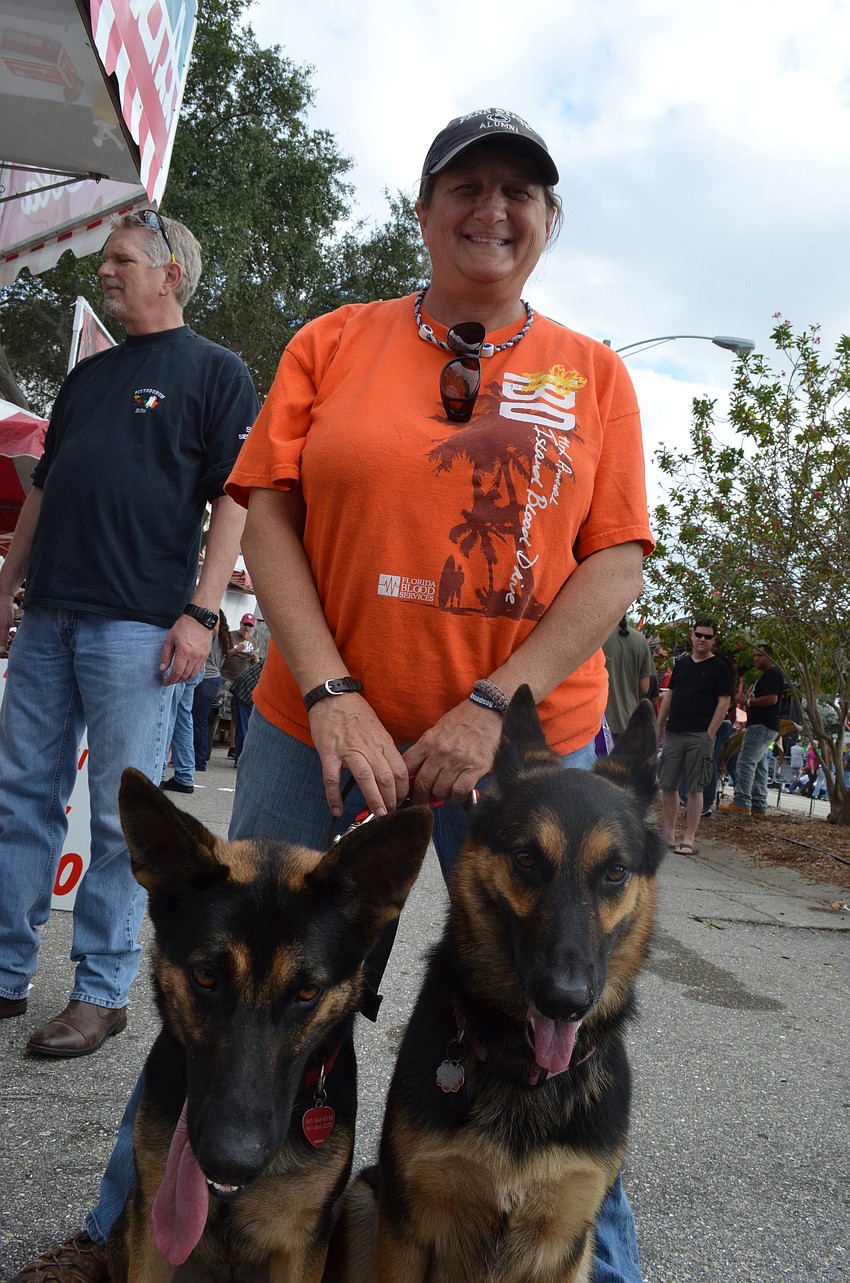 Debbie Ruscitto brought her German Shepherds Maggie and Ayla.