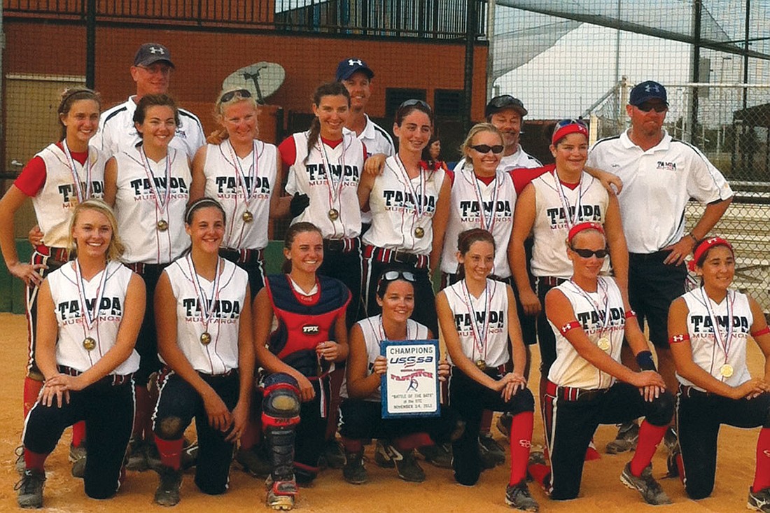 Formerly the Suncoast Storm 14U travel softball team, the team joined the Tampa Mustangs organization in August. Courtesy photo.