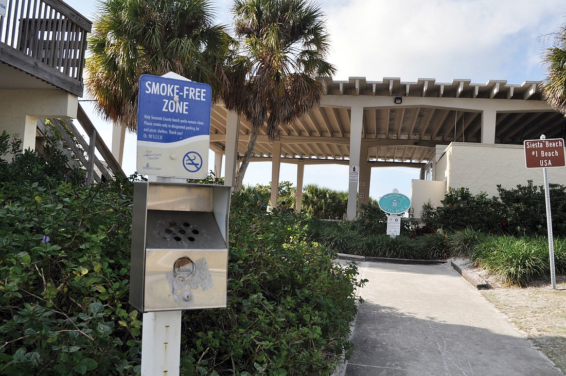 As of Dec. 10, smokers on Siesta Key Beach are no longer confined to specific smoking areas at the beach pavilion. Photo by Rachel S. O'Hara.