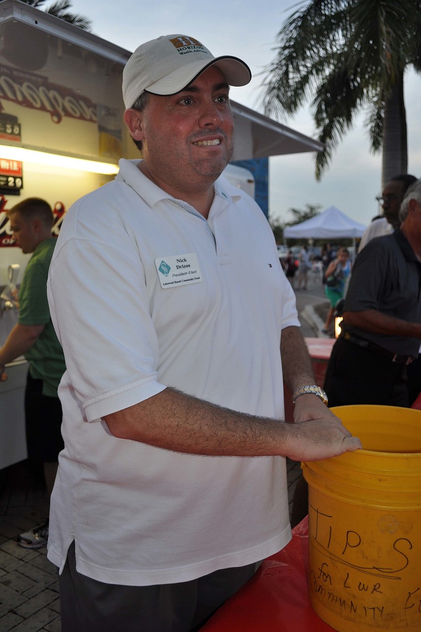 Nick Drizos collected donations for the Lakewood Ranch Community Fund.