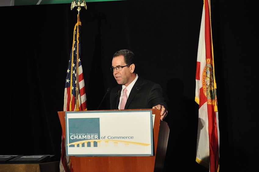 Shaun Merriman addresses the crowd.