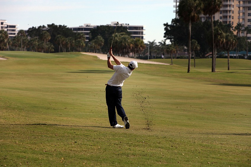 Sean Jacklin hits the ball down the fairway.
