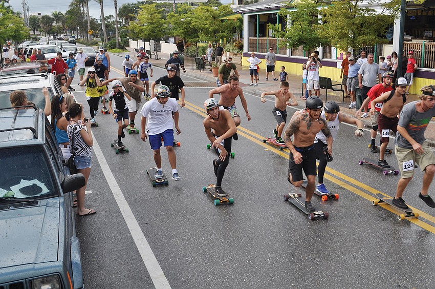Longboard enthusiasts got their wheels spinning for CaliFlorida Surf and Skate Shop's Longboarda Cruza Palooza March 25, at Siesta Key Village.