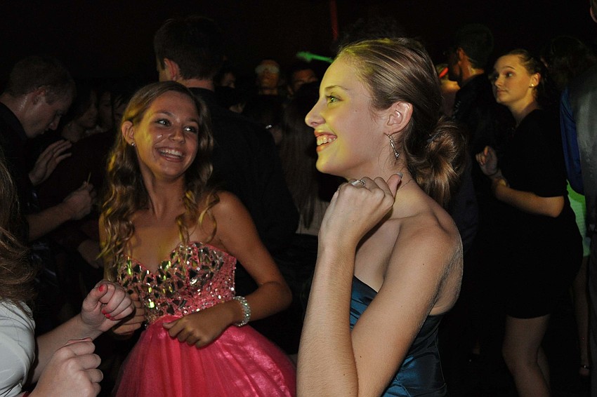 Danni Goldman, front, and Katherine Zimmerman, left, had fun dancing with friends.