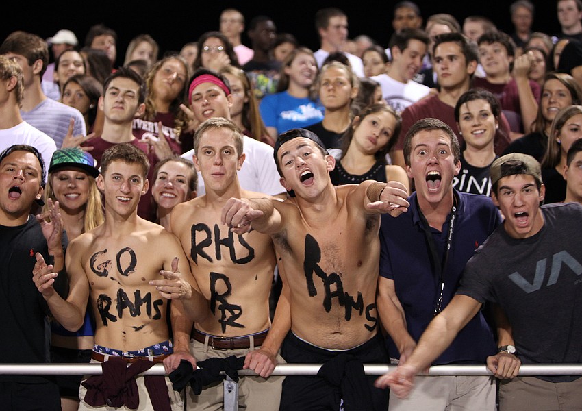 Riverview High School students cheer on their team Friday, Oct. 26, during the Riverview High School versus Sarasota High School football game.