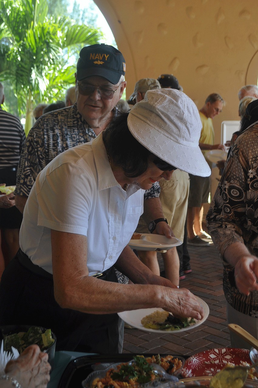 Rochelle McKinney samples the spread.