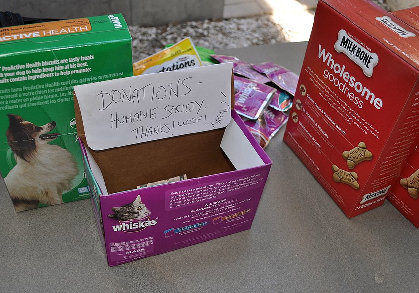 Those who attended the animal blessing were encouraged to take treats for their pets and donate to the Humane Society.
