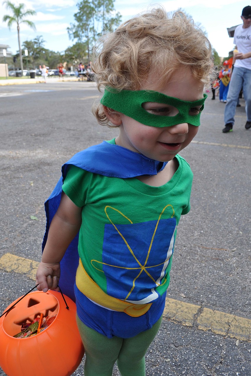 Kelton Hillard, 2, was excited to have a lollipop.