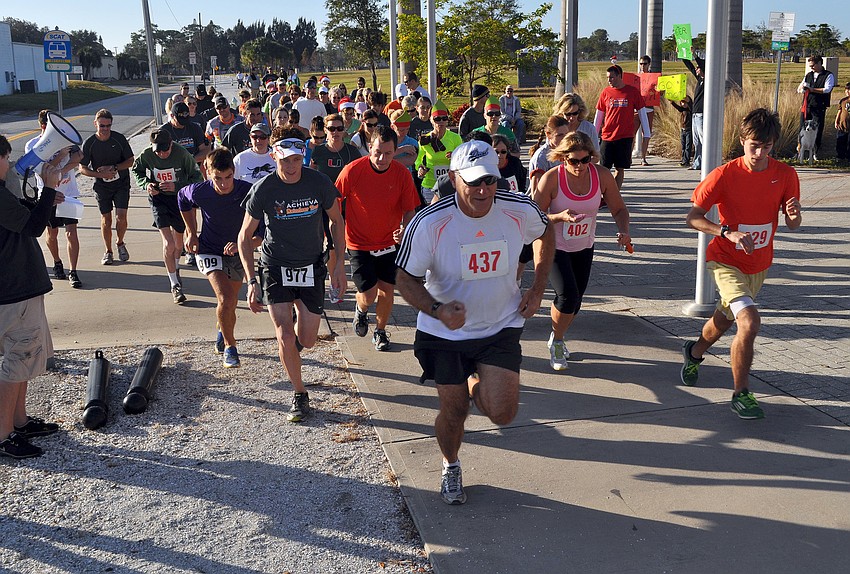The 120 racers take off at the sound of an air horn for the 2nd Annual Achieva Reindeer Trot Saturday, Dec. 1, at Payne Park.