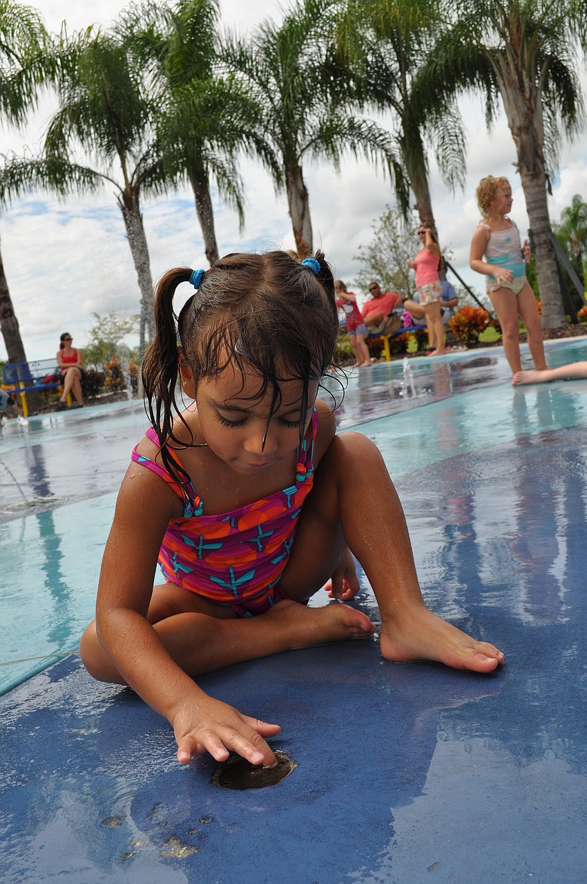 Jade Voorhees played at the splash park.