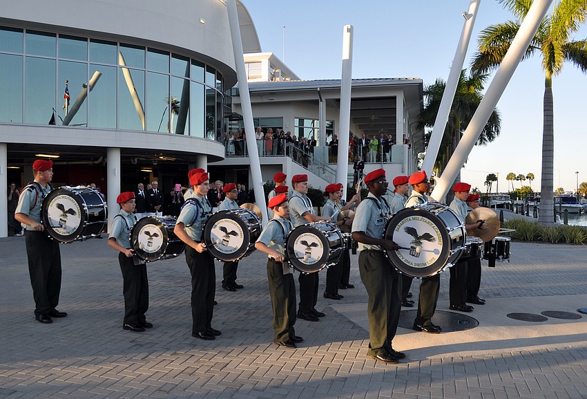The Sarasota Military Academy drum line performed during the Change of Watch ceremony Saturday, Oct. 20, at the Sarasota Yacht Club.