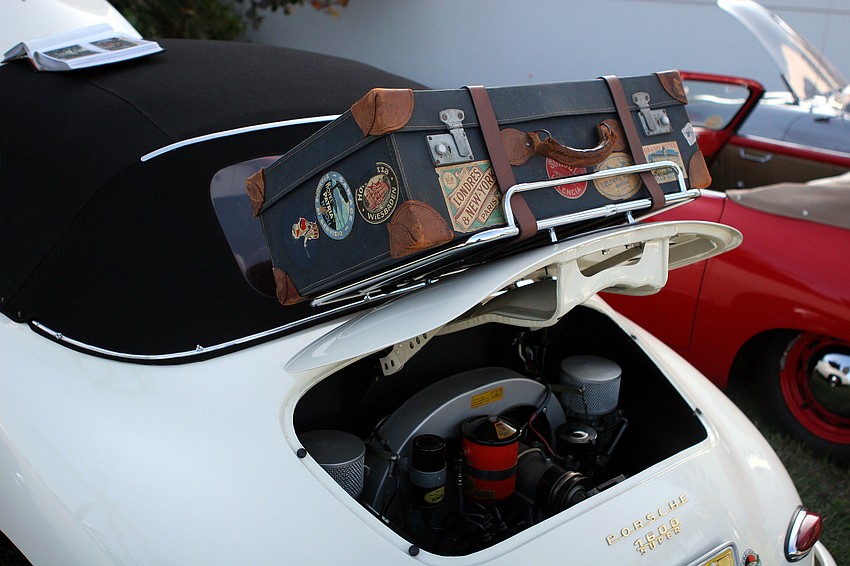 Marc Woonter of Tampaâ€™s Porsche had a funky old suitcase attached to the back of the car.