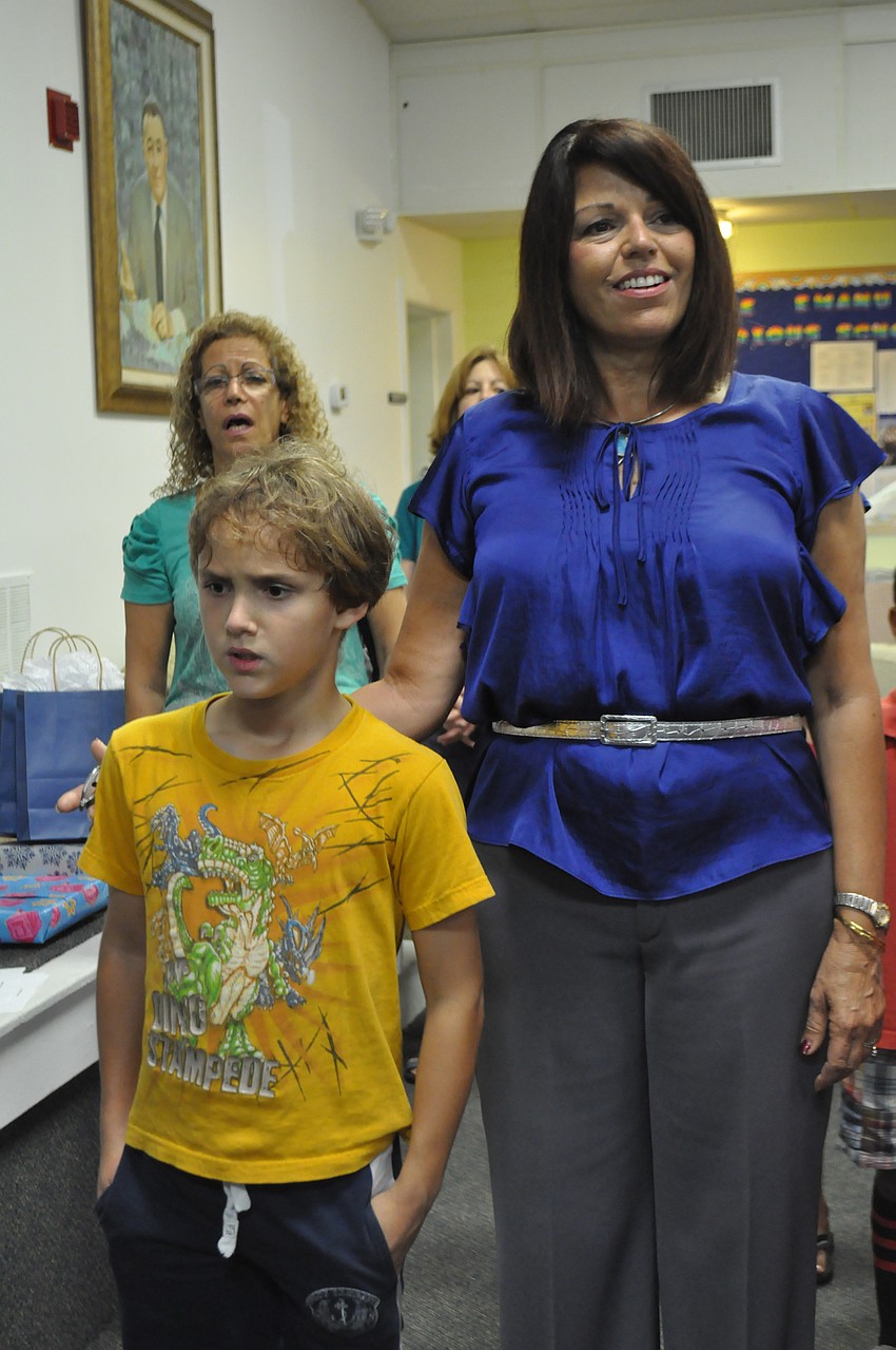 Ben Baram and Education Director Sabrina Silverberg lead the school with the Song of Israel.