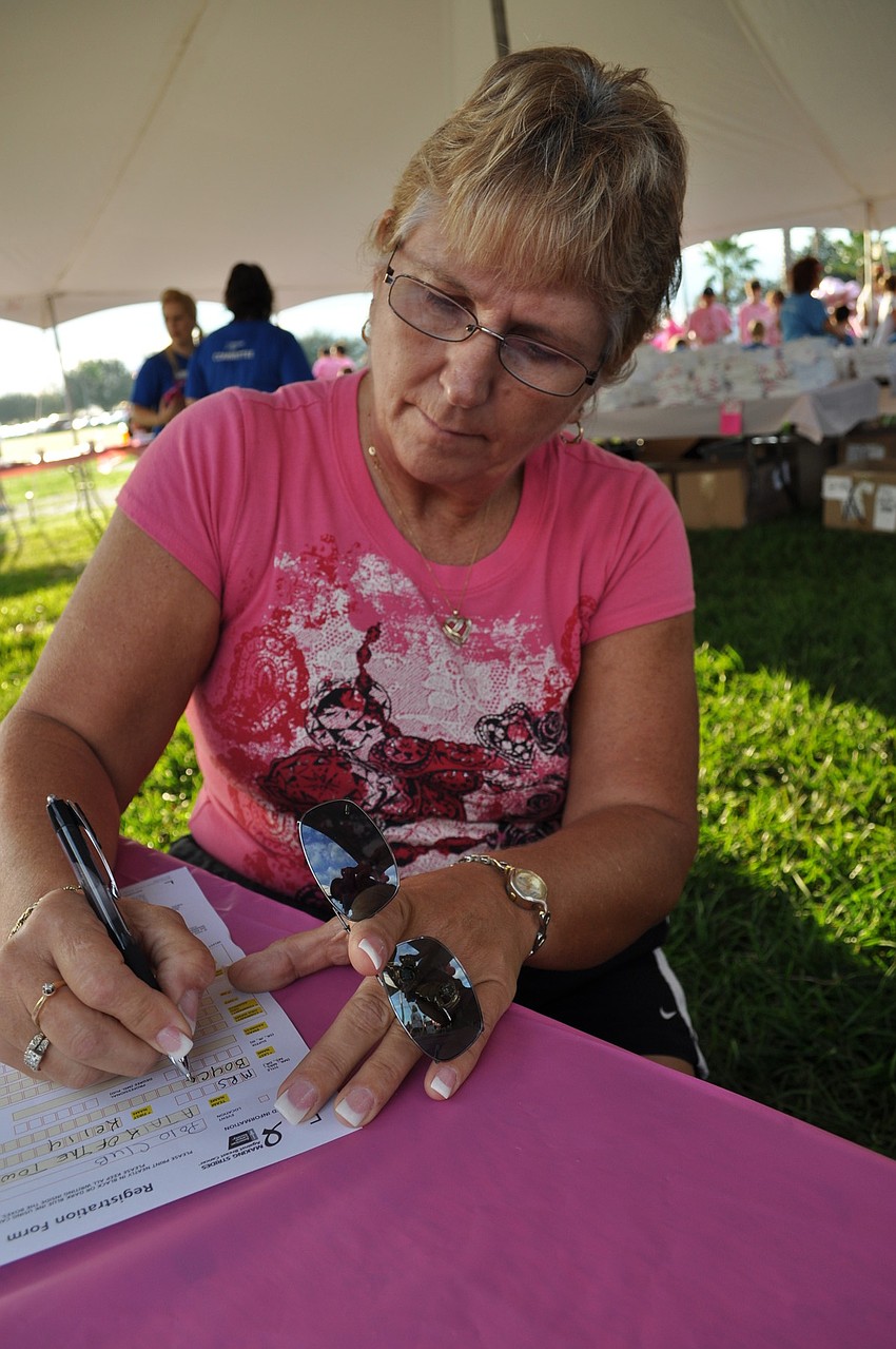 Kelly Boyce, of Bradenton, registered for the walk at the event.