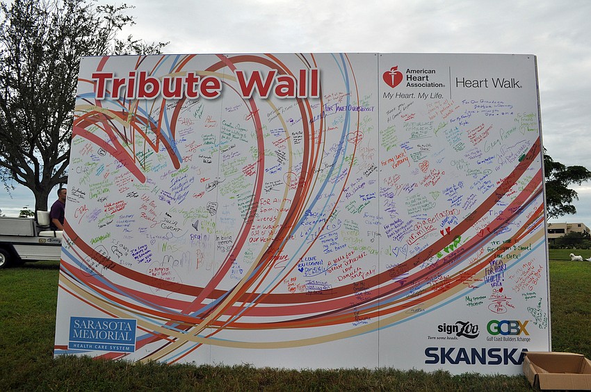 Skanska sponsored the Tribute Wall that people could sign at the Heart Walk Saturday, Sept. 22 at Payne Park.