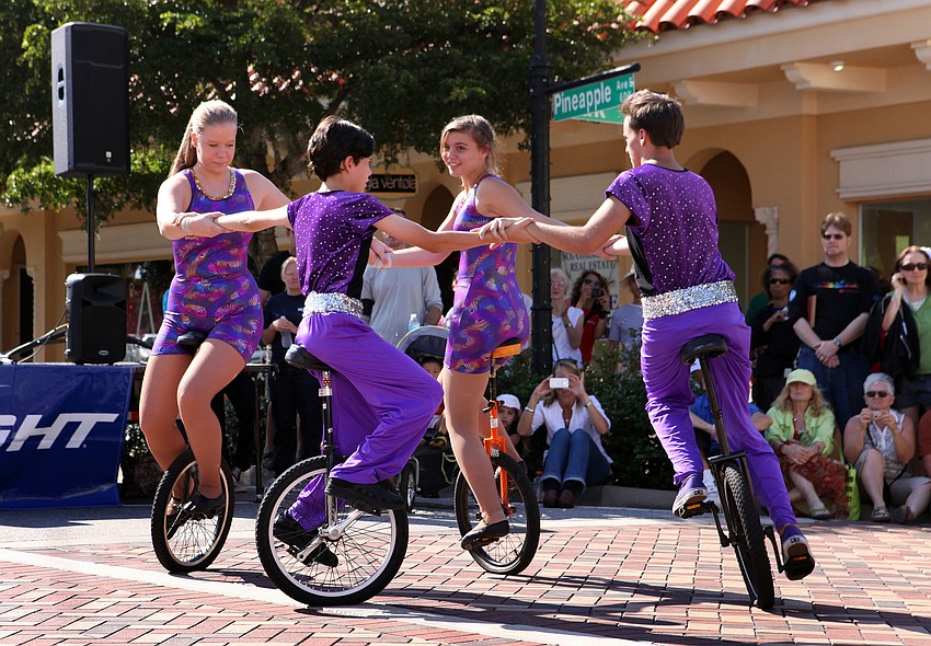 Sailor Circus unicyclists perform Saturday, Nov. 3.
