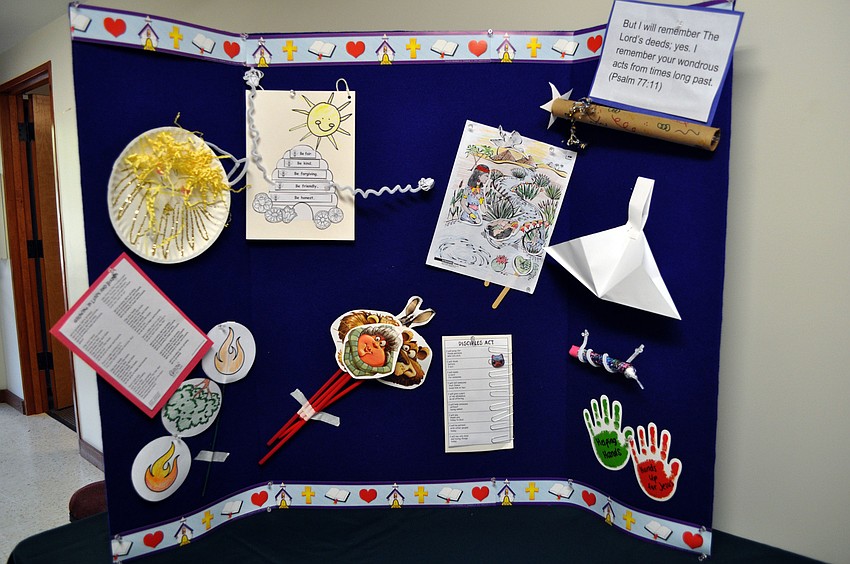 A three-ply board was on display with all the crafts the kids made over the last few weeks while learning about Moses at Siesta Key Chapelâ€™s ChapelKidz.