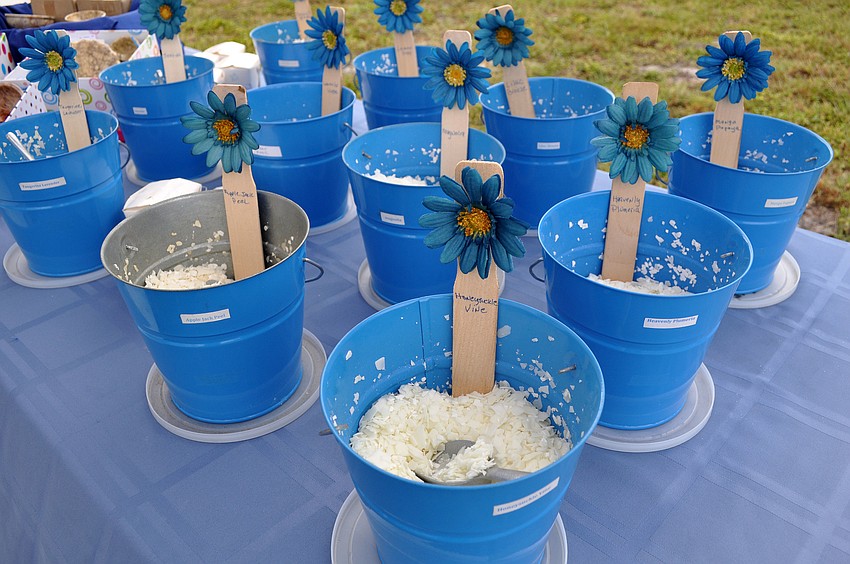 Different fragrances of soy flakes made by Blue Flower Soy.
