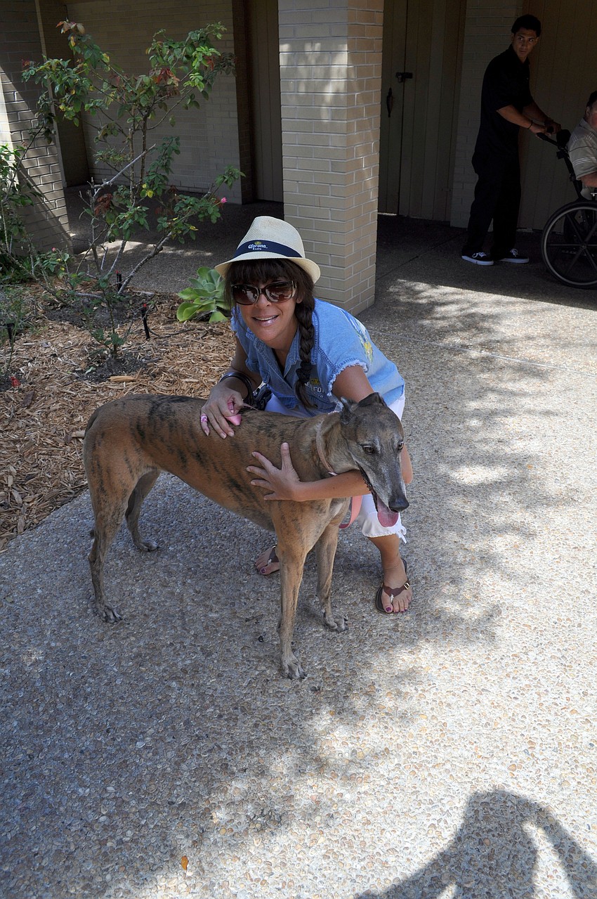 Lauren Bray with her greyhound, Freedom.