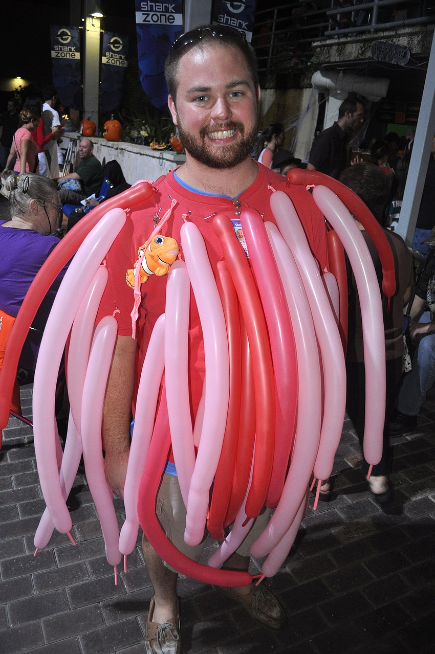 Mote aquarist Drew Andrew dressed up as a sea anemone with his very own Nemo attached Friday, Oct. 19, during MOTEâ€™s Night of Fish, Fun and Fright.
