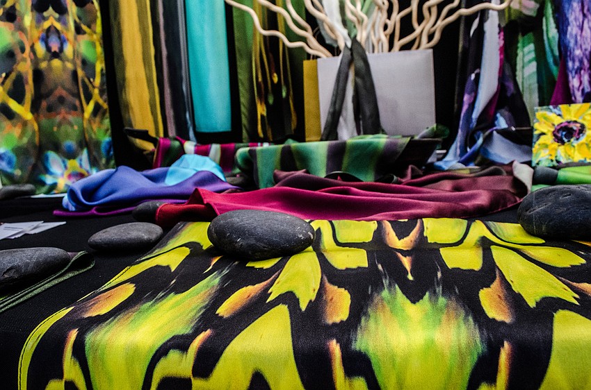 Archie Vandermast specializes in digital fabric design. He manipulates high-resolution images and prints them onto charmeuse silk.